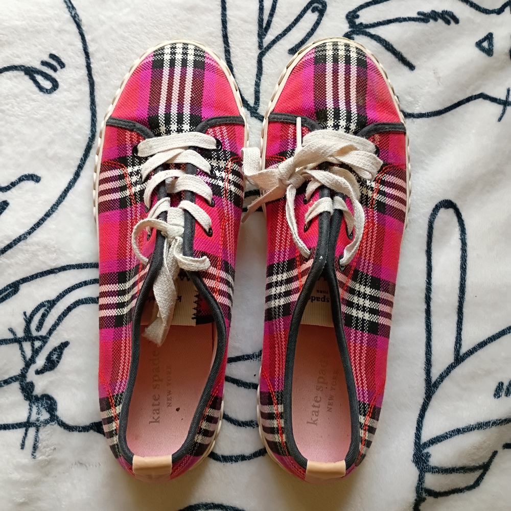 Kate Spade Pink Plaid Sneakers